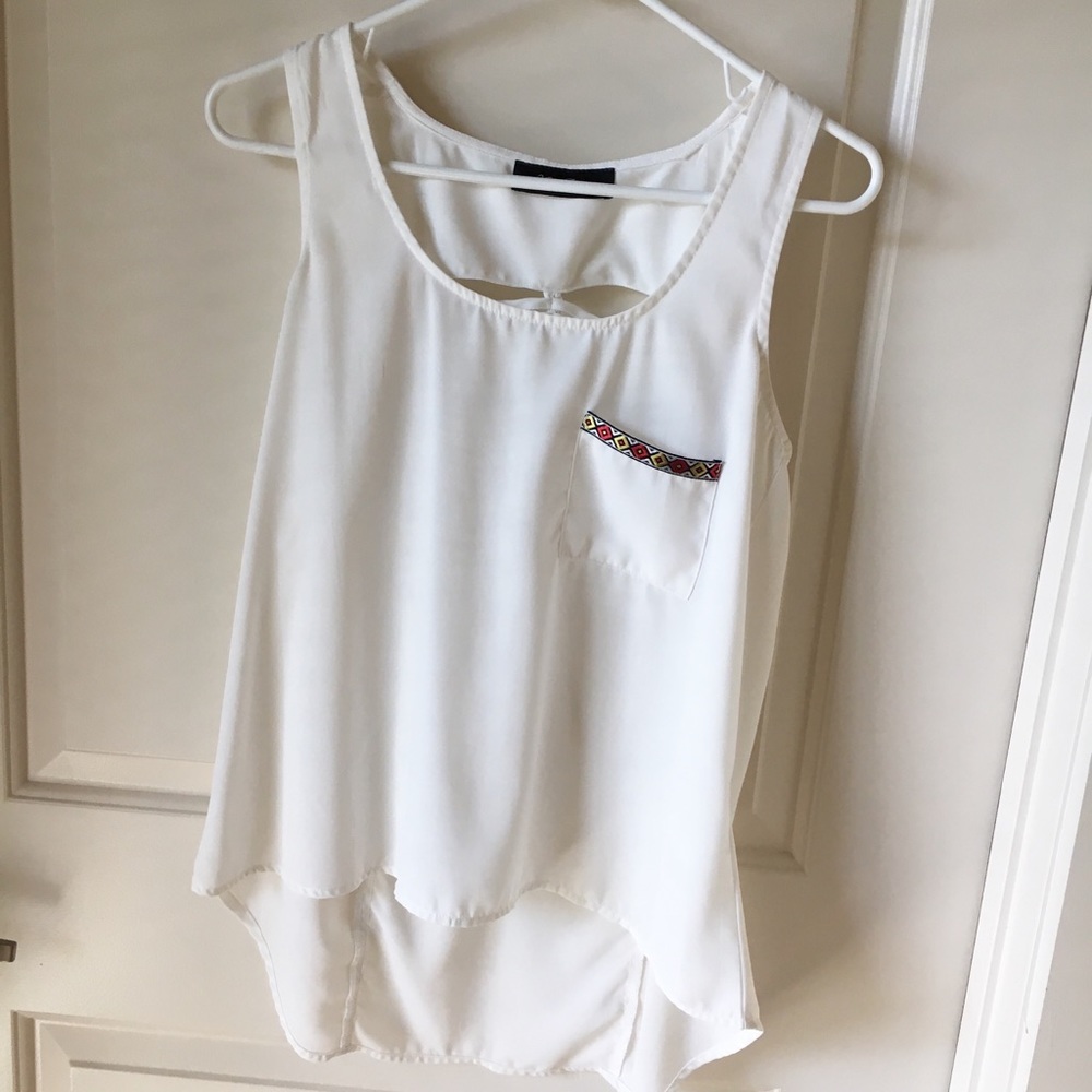 White sheer top with open back